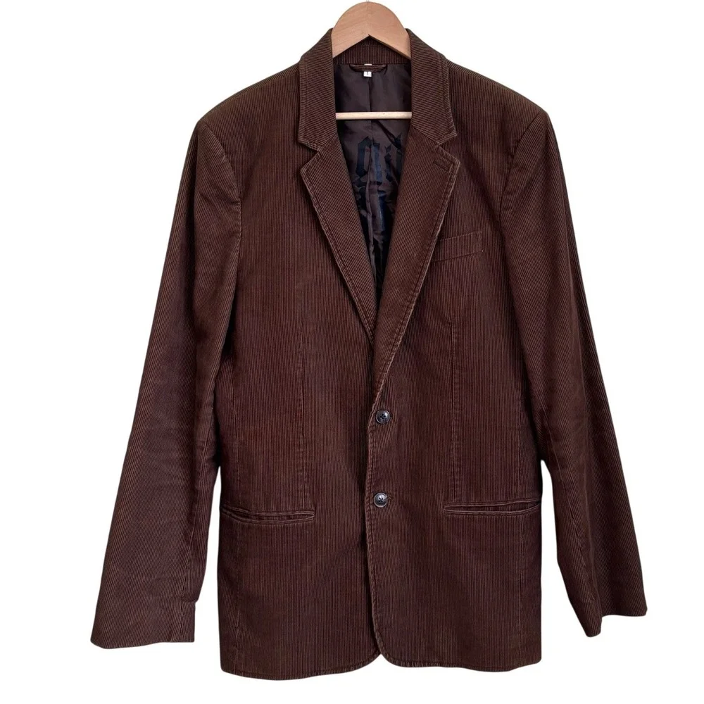 Juicy Couture Mens Vintage Corduroy Blazer Jacket Size 42 Brown Elbow Patches